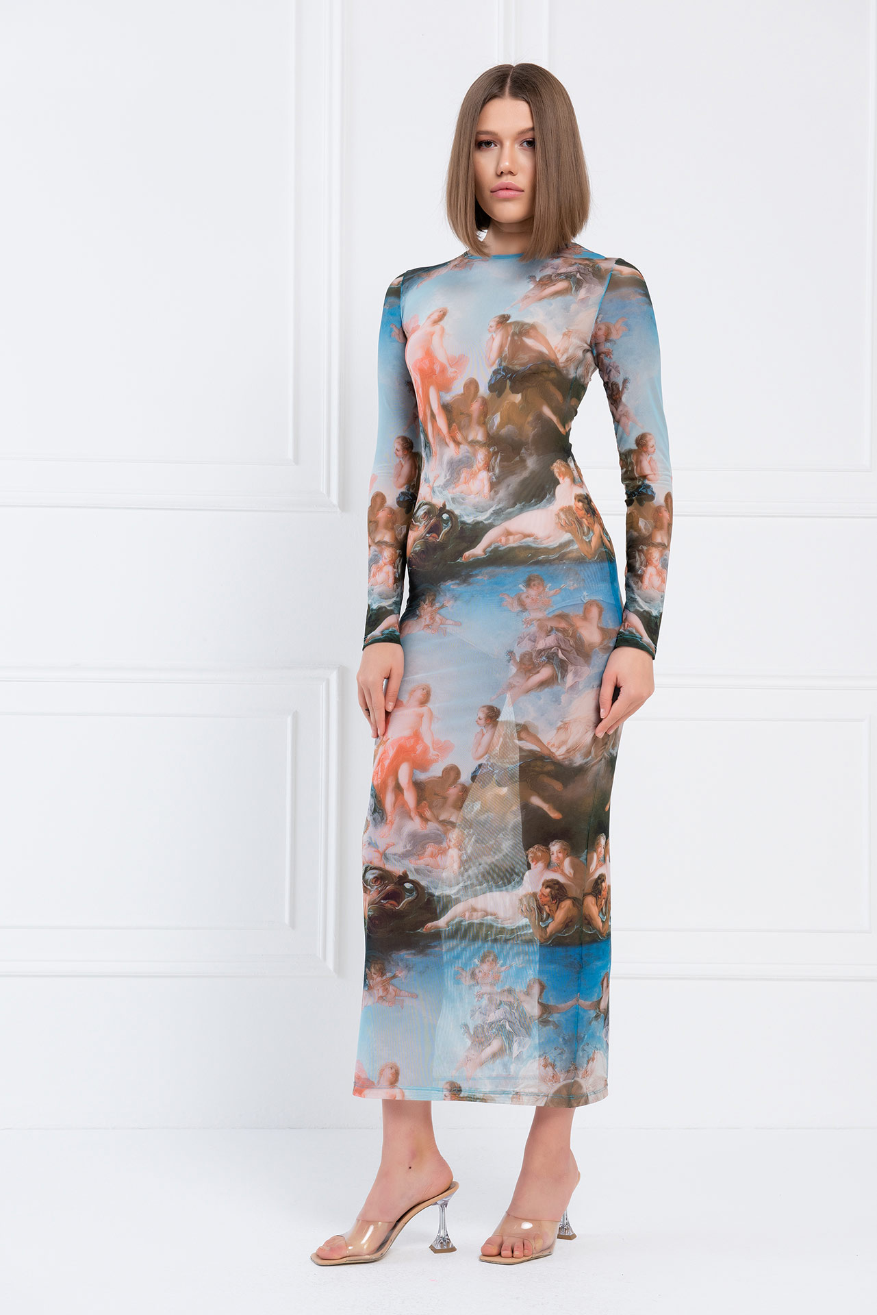 Printed hotsell mesh dress