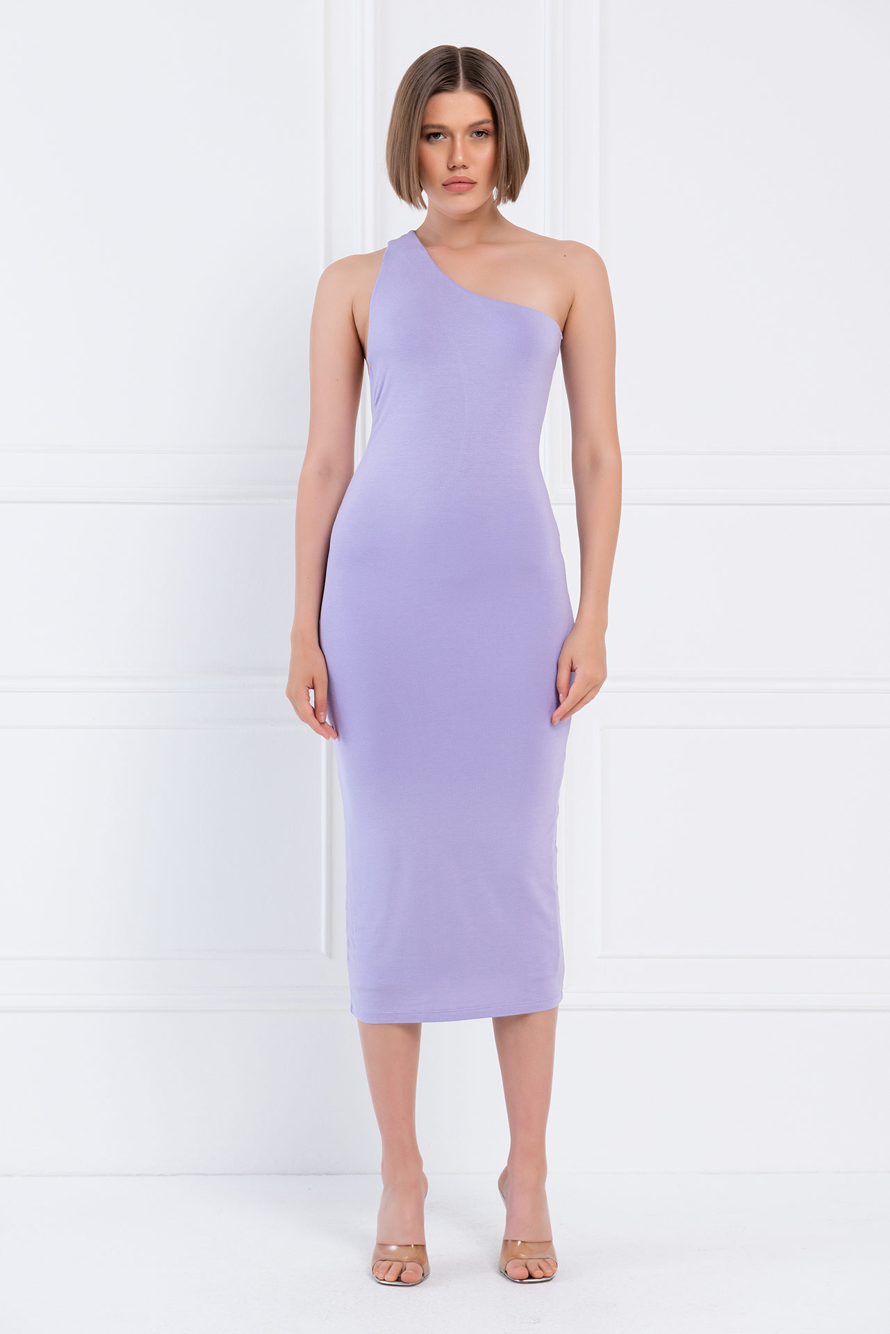lilac one shoulder dress