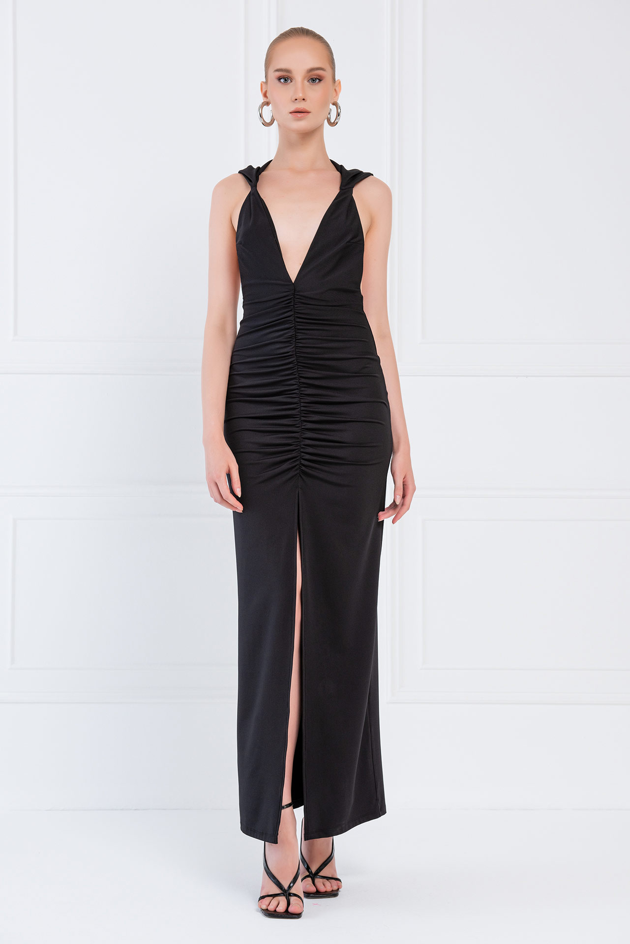 hooded sleeveless maxi dress