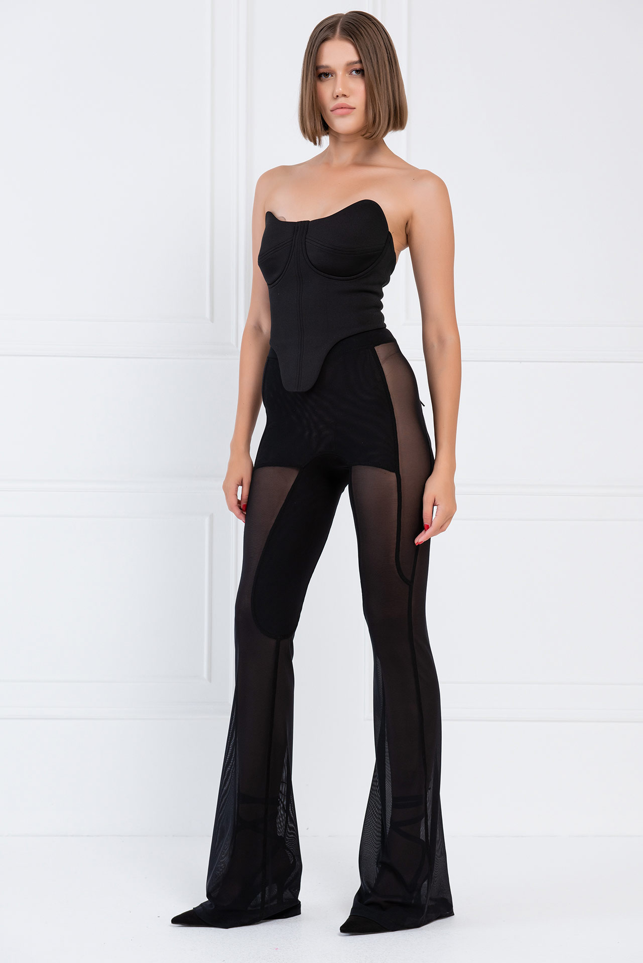 Siyah Transparan Tül Pantolon