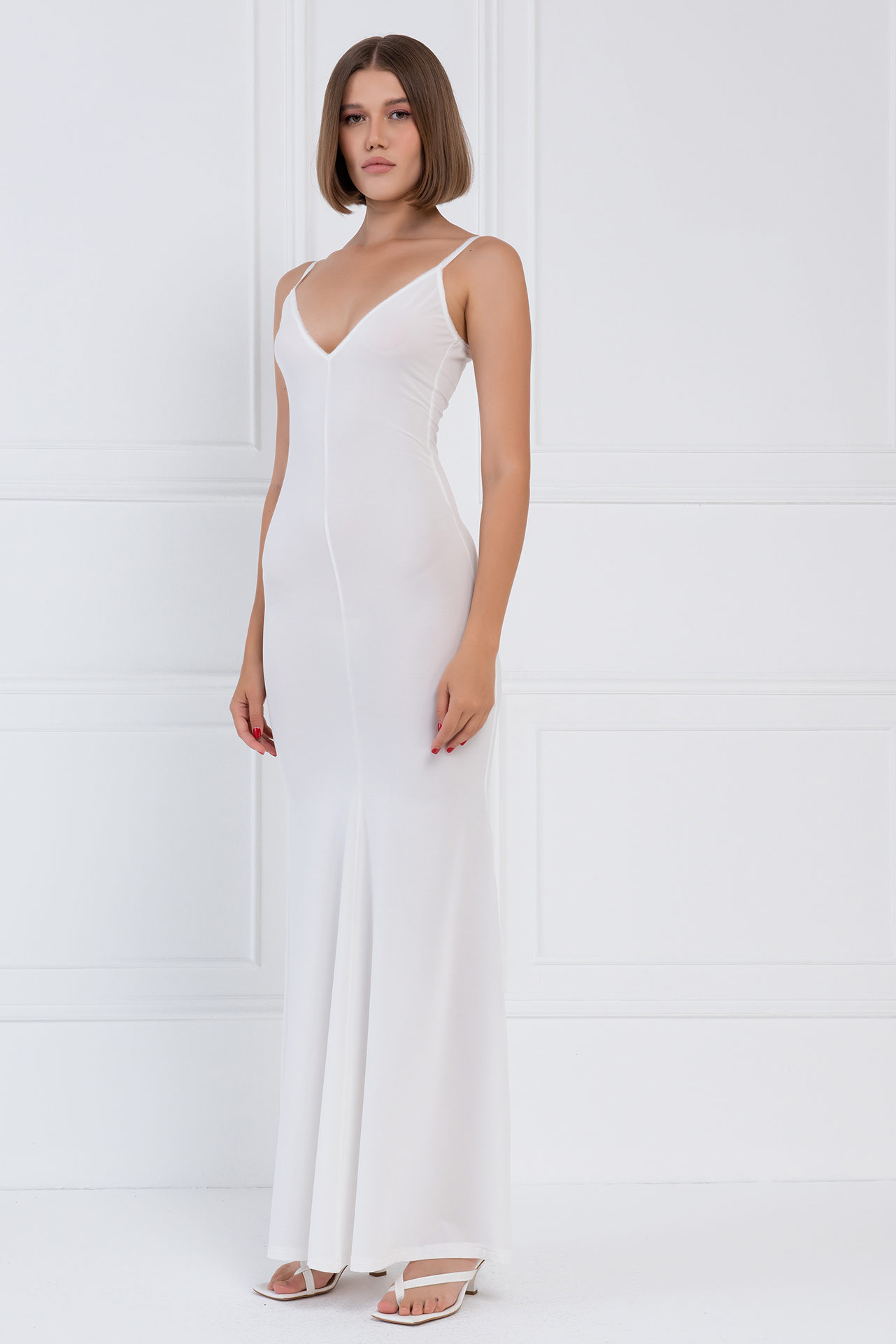 Offwhite V Neck Cami Maxi Dress