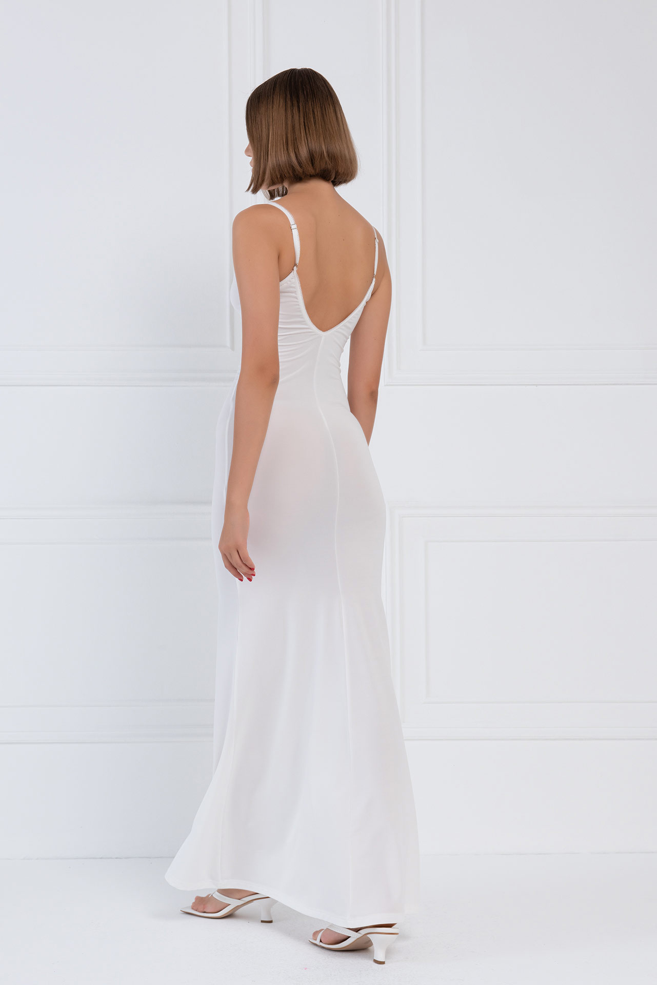 Offwhite V Neck Cami Maxi Dress