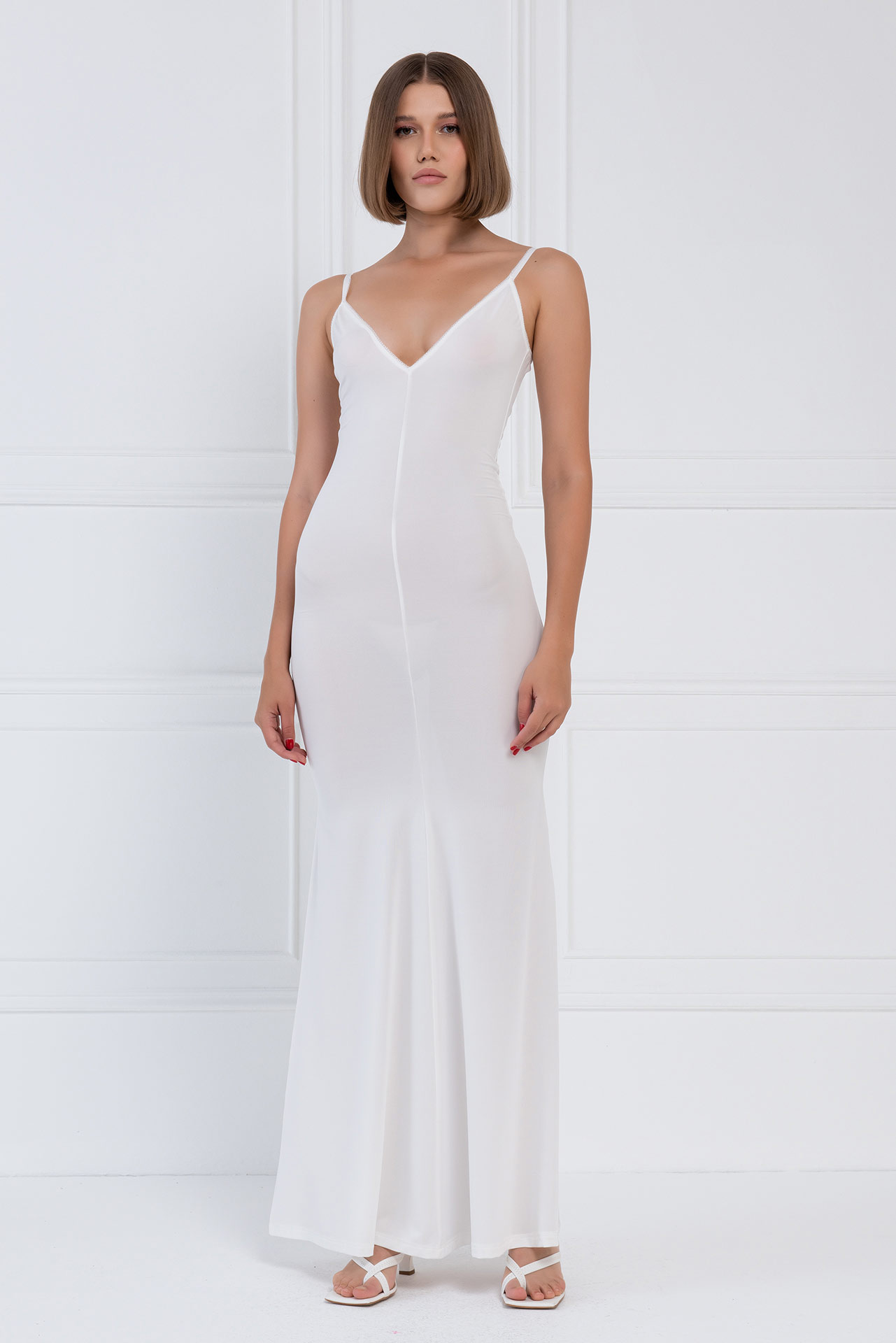 Offwhite V Neck Cami Maxi Dress