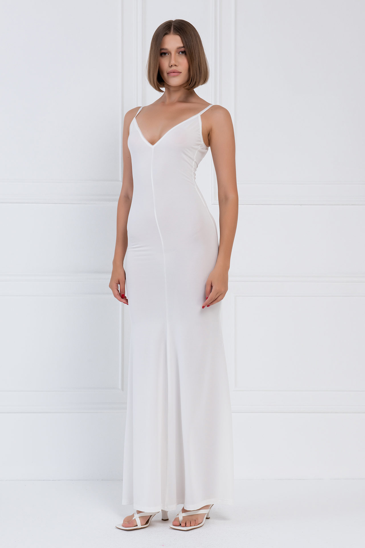 Offwhite V Neck Cami Maxi Dress