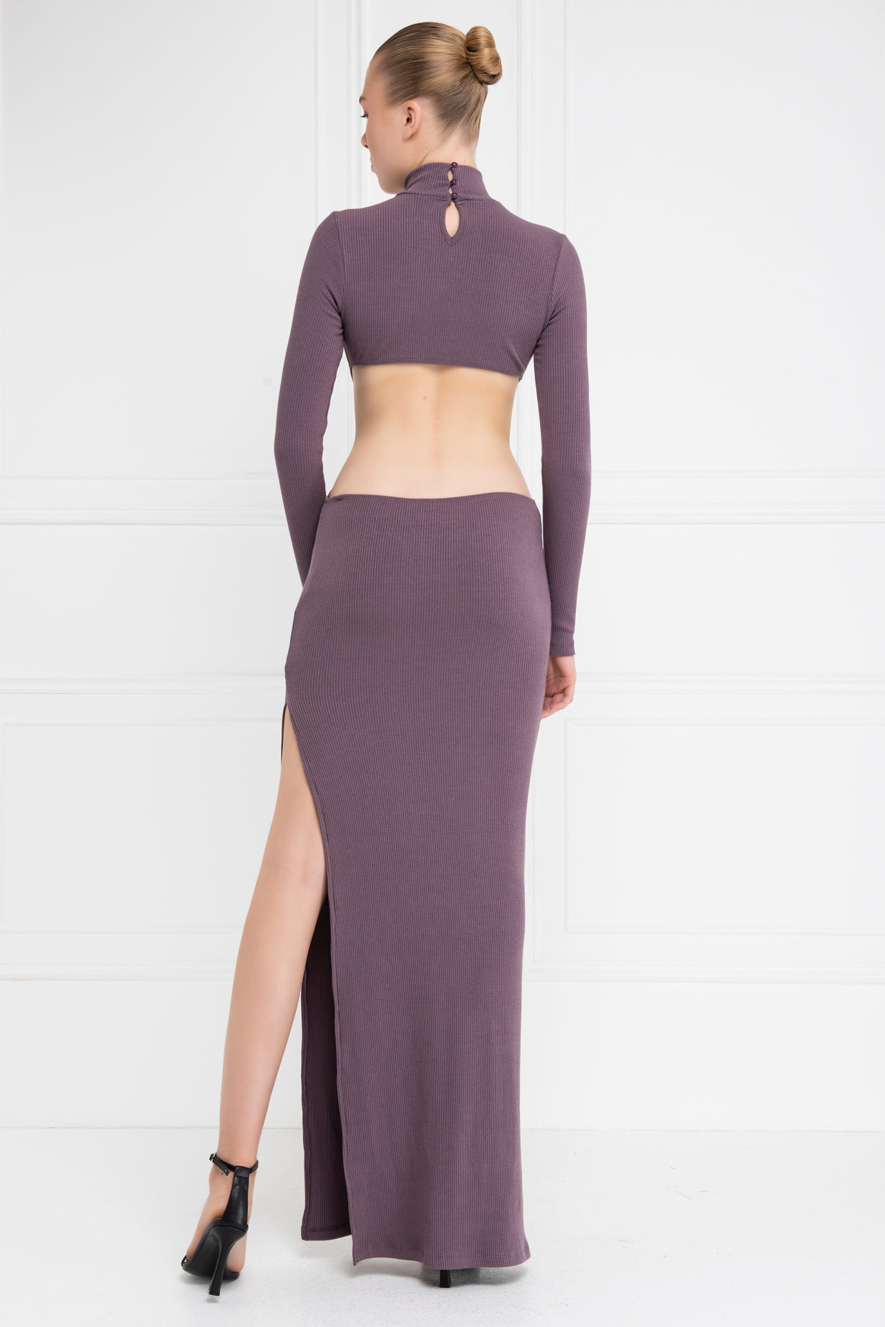 D.rose Bel Dekolteli Yırtmaçlı Maxi Elbise