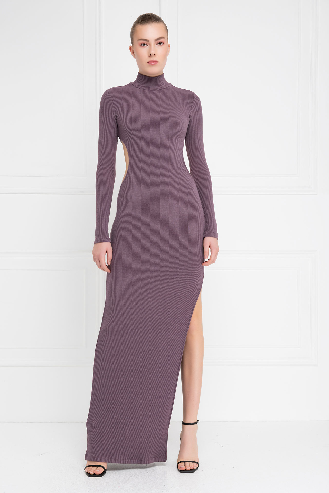 D.rose Bel Dekolteli Yırtmaçlı Maxi Elbise