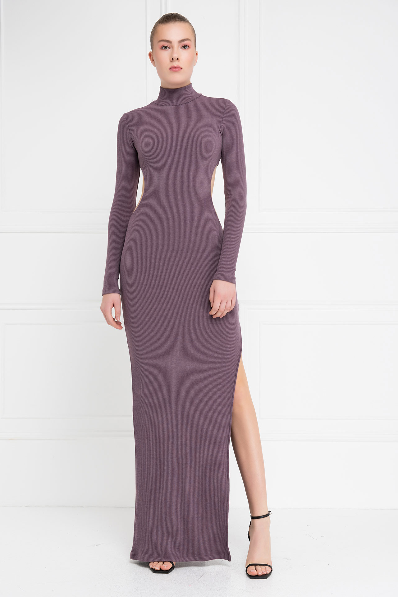 D.rose Bel Dekolteli Yırtmaçlı Maxi Elbise