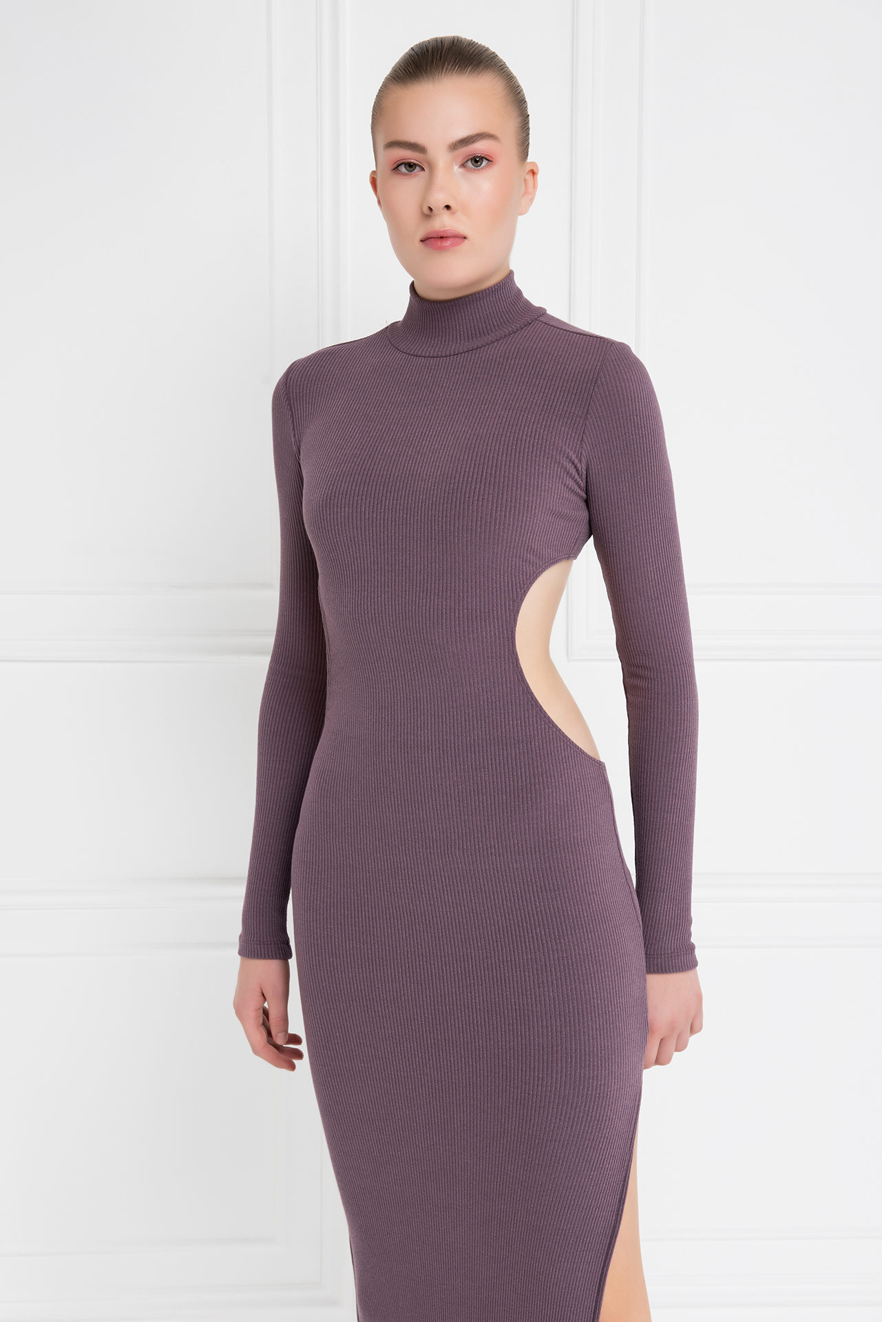 D.rose Bel Dekolteli Yırtmaçlı Maxi Elbise