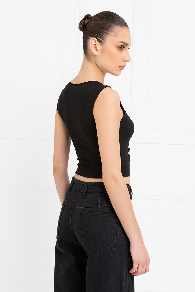 Black Ripped Tank Top