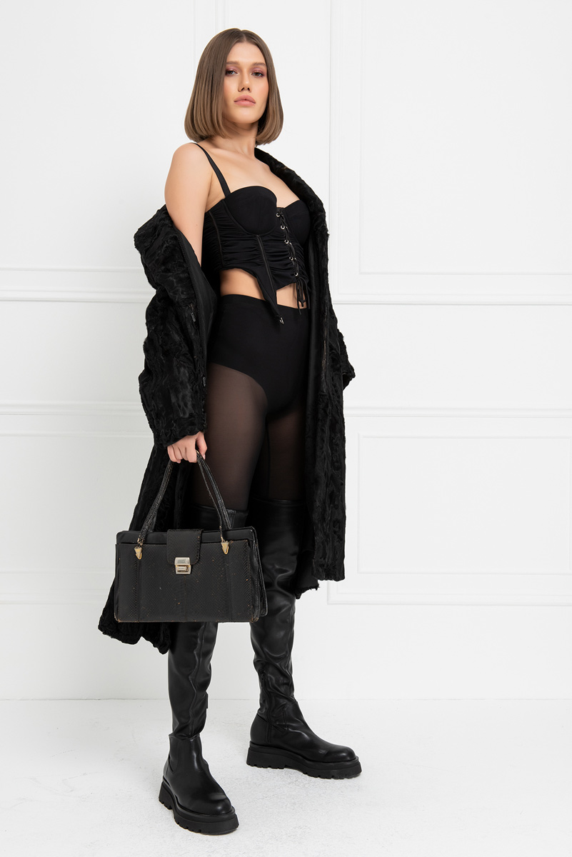 Kuşgözülü Askılı Siyah Büstiyer