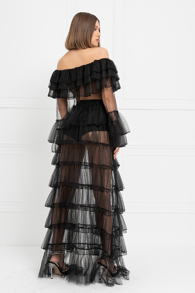Sheer Black Off-The-Shoulder Maxi Dress ...