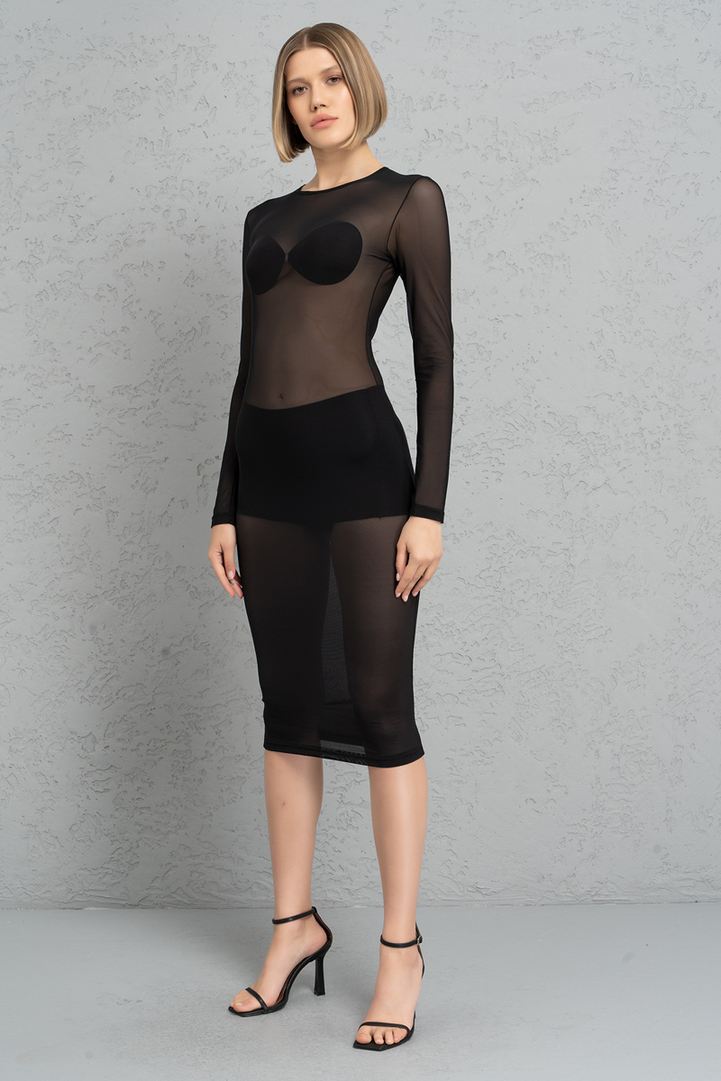 Sheer Black Midi Dress