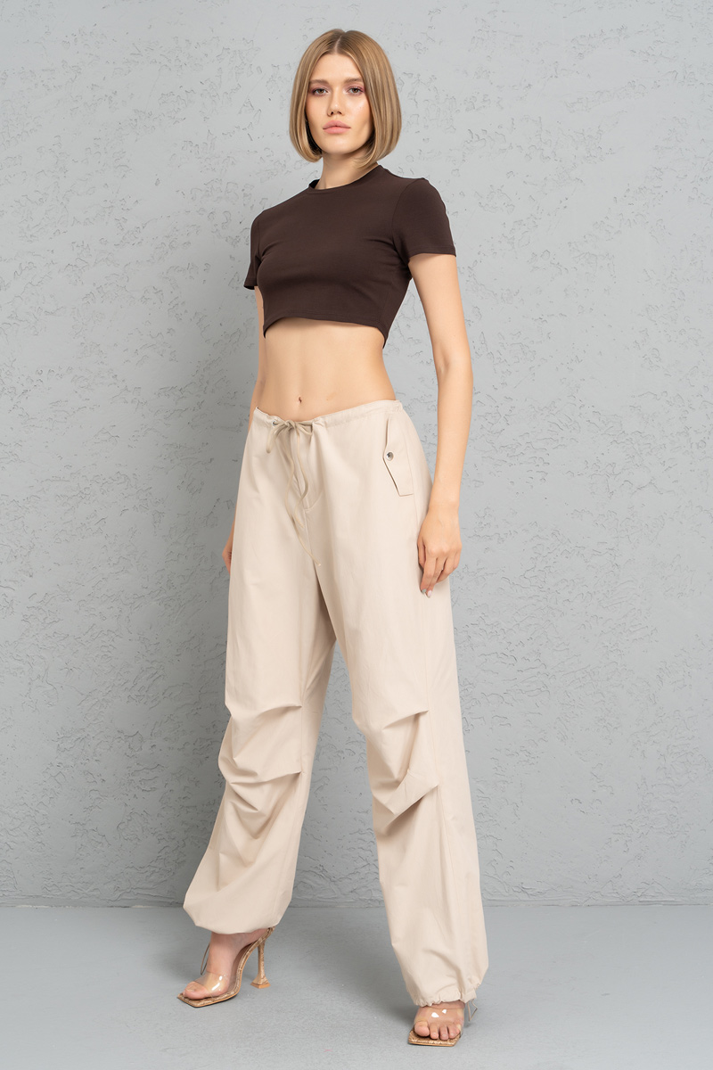 Short Sleeve Dark Brown Crop Top
