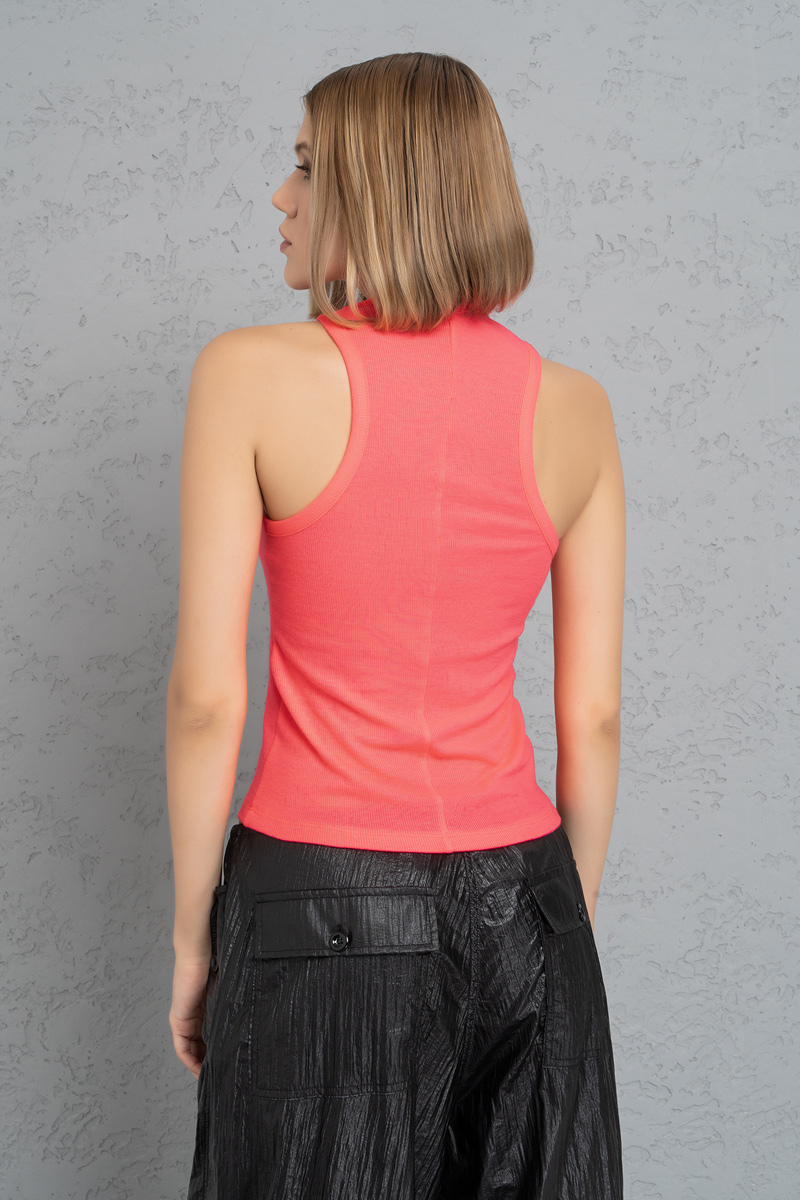 Neon Pink Sleeveless Ribbed Tank