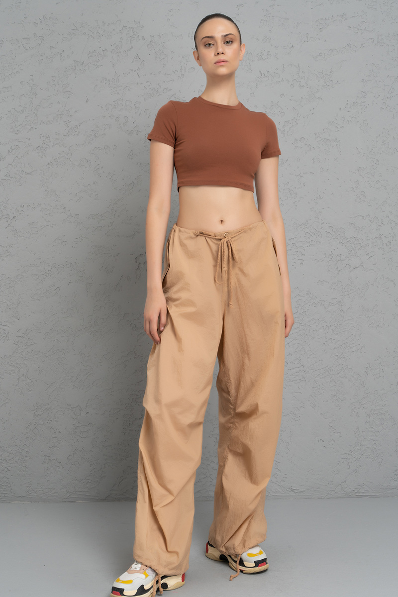 Short Sleeve Tobacco Crop Top
