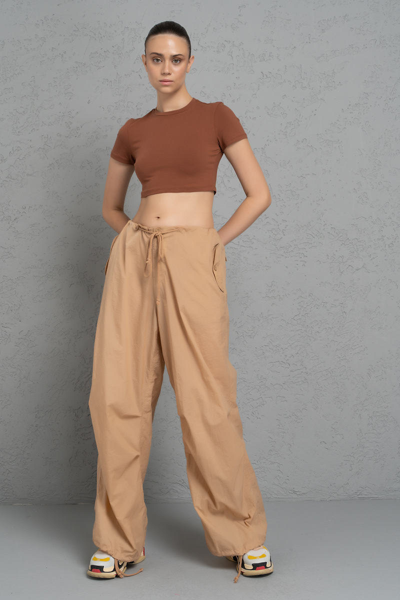 Short Sleeve Tobacco Crop Top