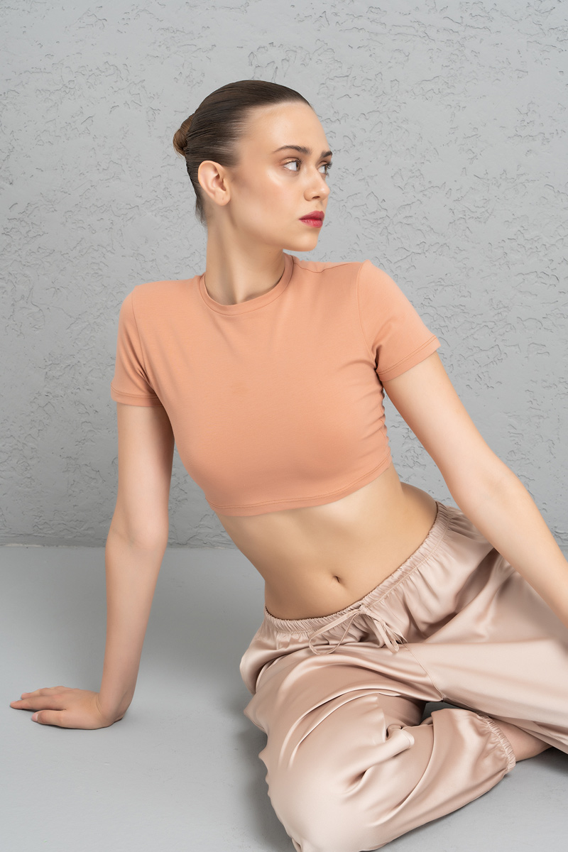 Short Sleeve Dark Powder Crop Top