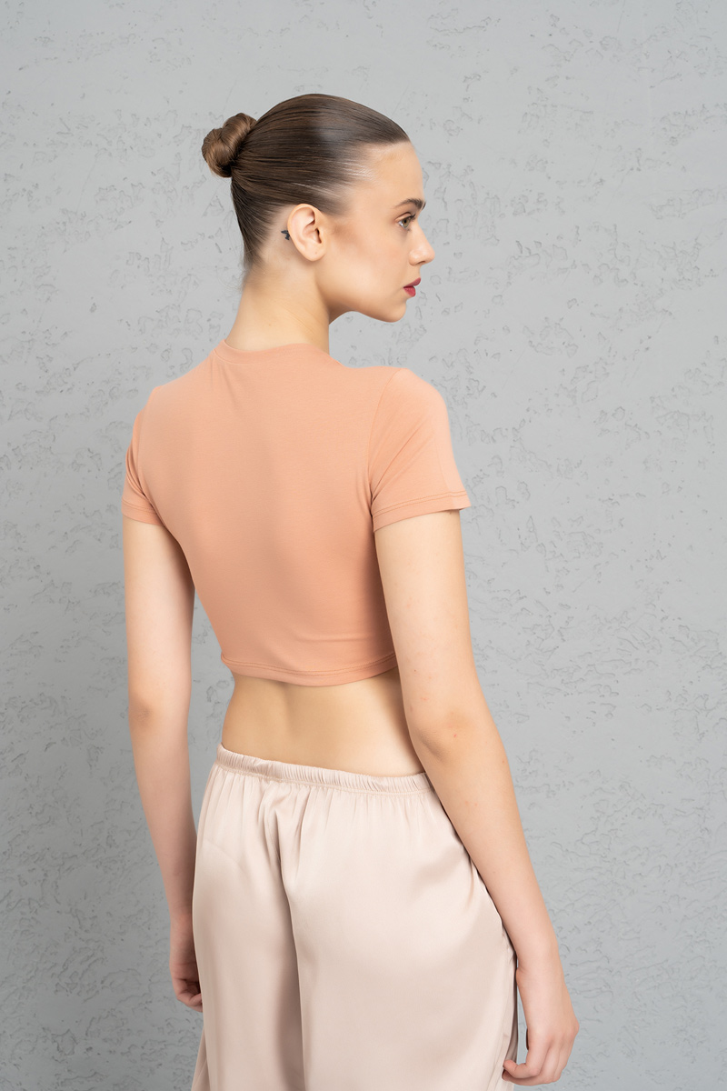 Short Sleeve Dark Powder Crop Top