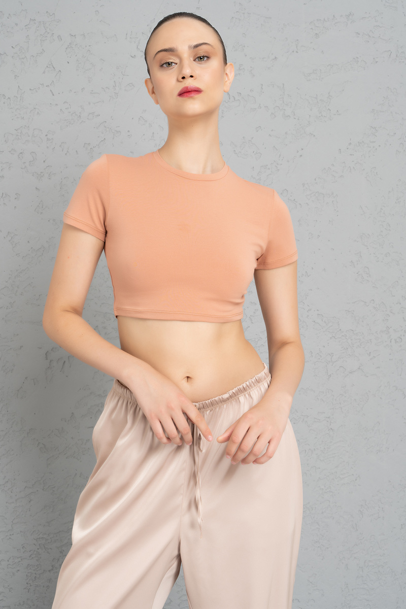 Short Sleeve Dark Powder Crop Top