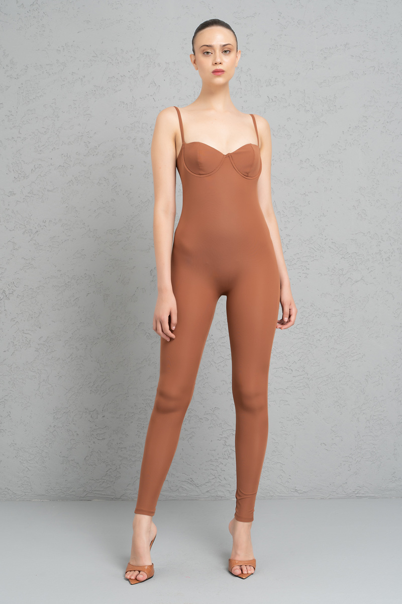 Tobacco Padded Cami Catsuit