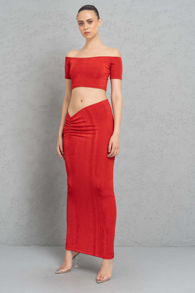 Red Off-the-Shoulder Crop Top