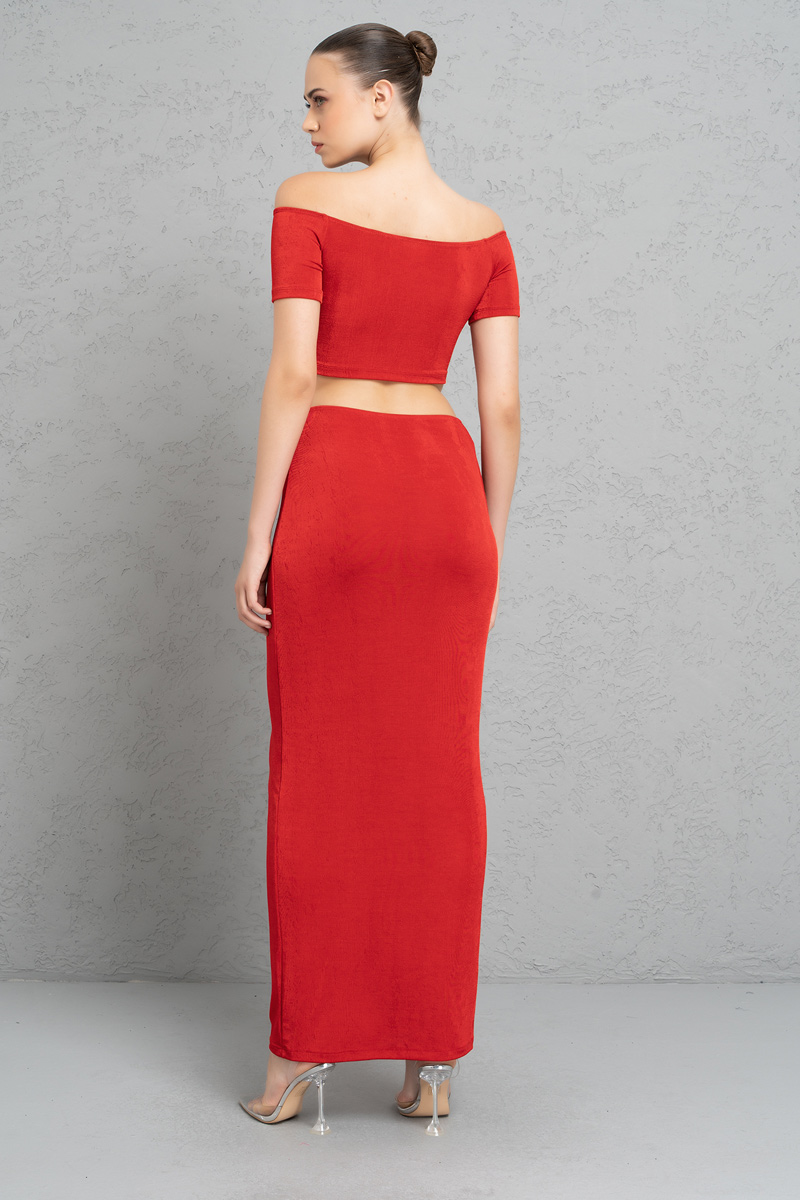Red Off-the-Shoulder Crop Top