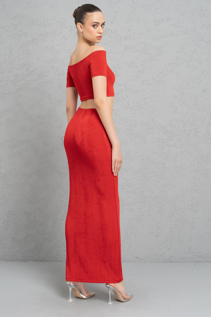 Red Off-the-Shoulder Crop Top