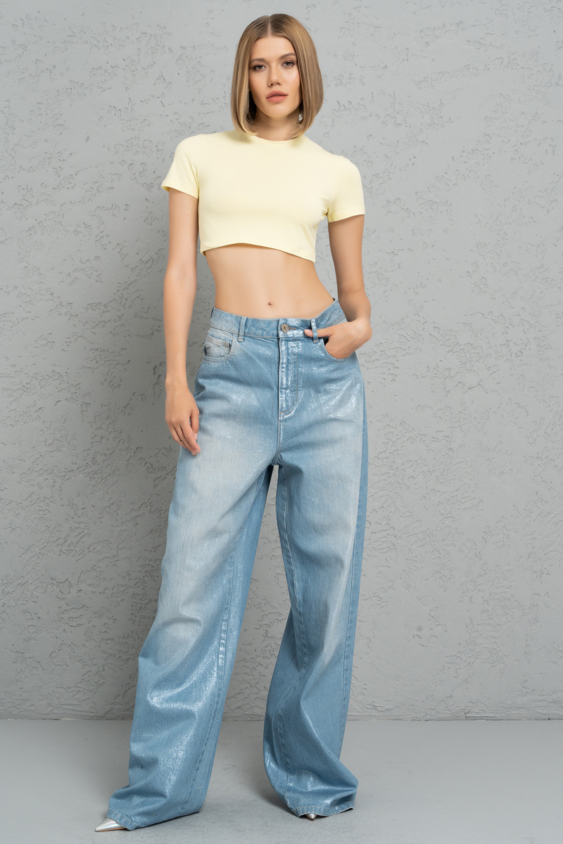 Short Sleeve Yellow Crop Top