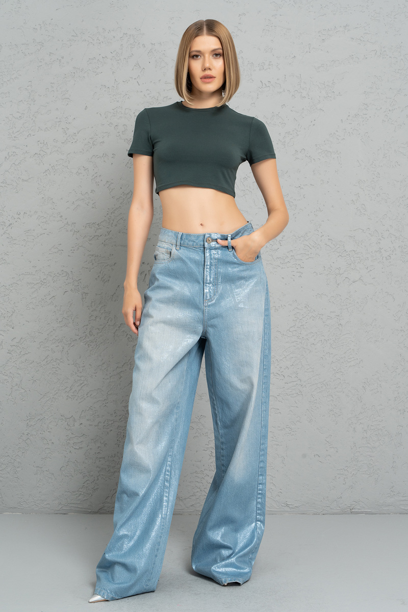 Short Sleeve Dark Green Crop Top