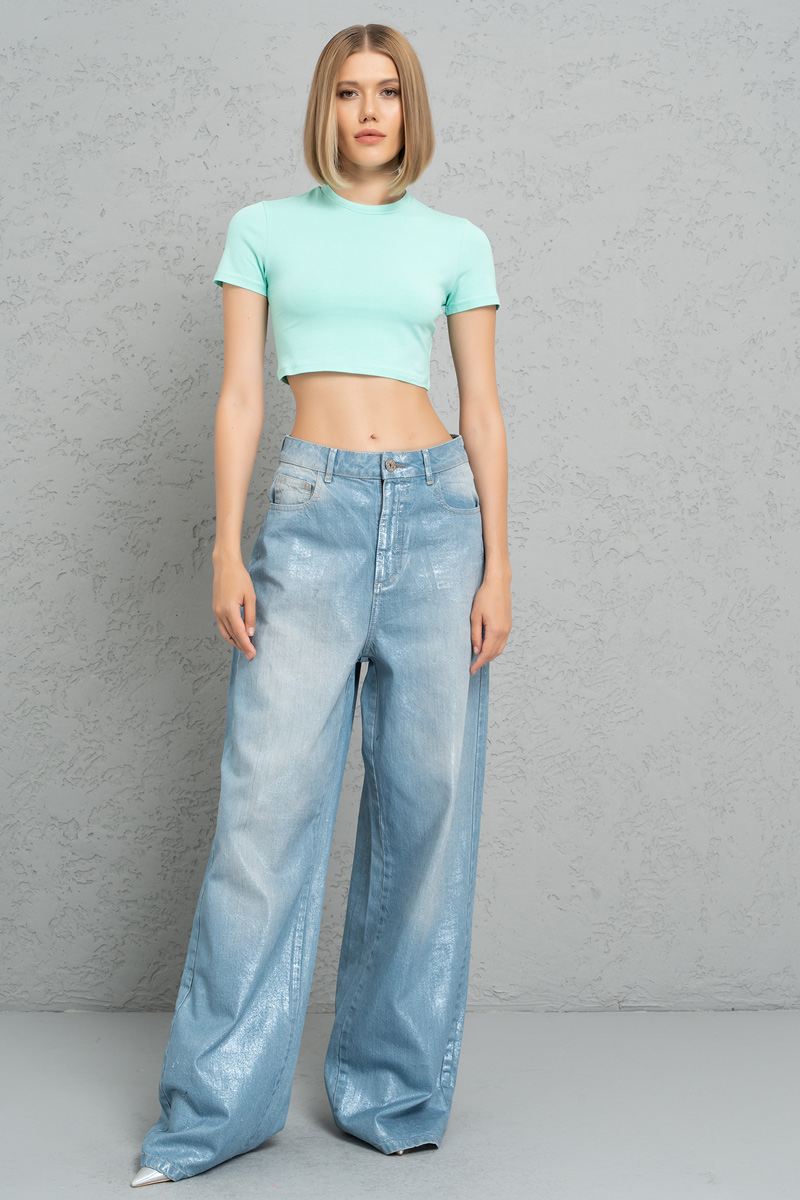 Short Sleeve Mint Crop Top