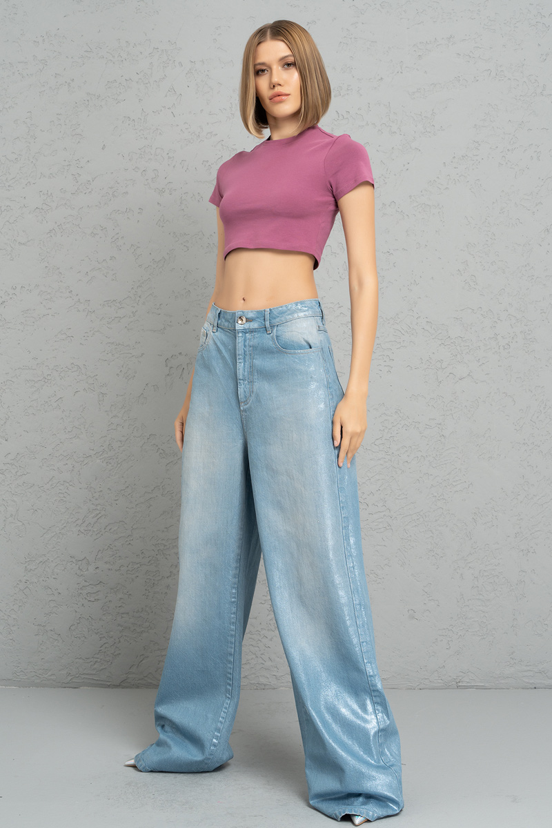 Short Sleeve Dark Beige Pink Crop Top