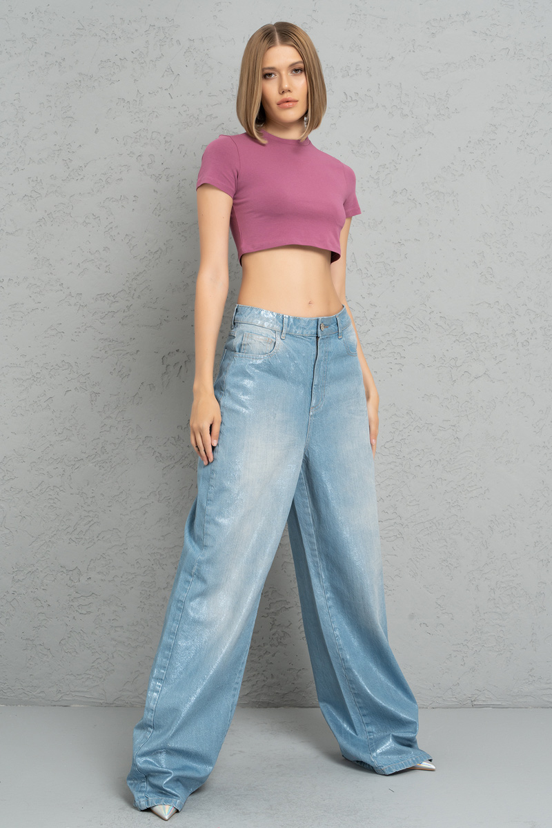 Short Sleeve Dark Beige Pink Crop Top
