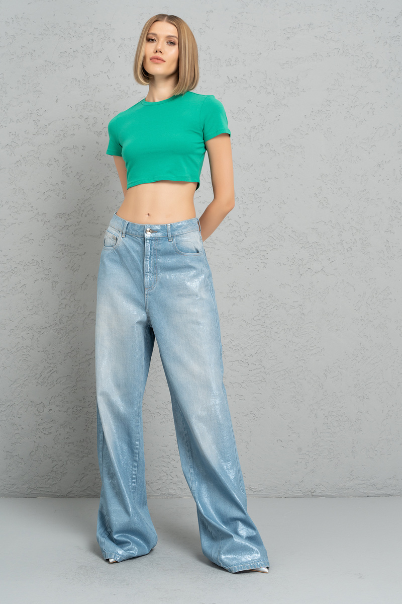 Short Sleeve New Green Crop Top