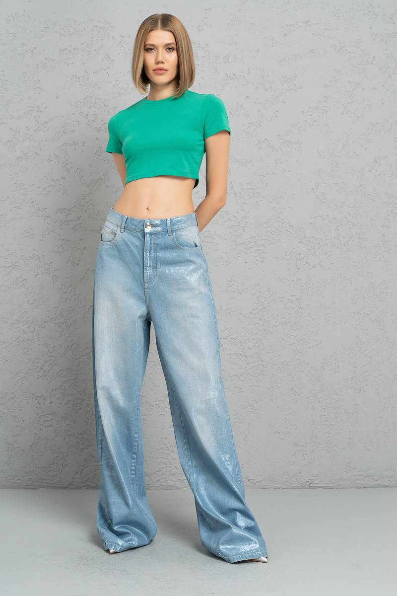 Short Sleeve New Green Crop Top