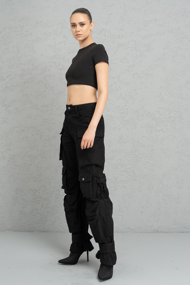 Short Sleeve Black Crop Top