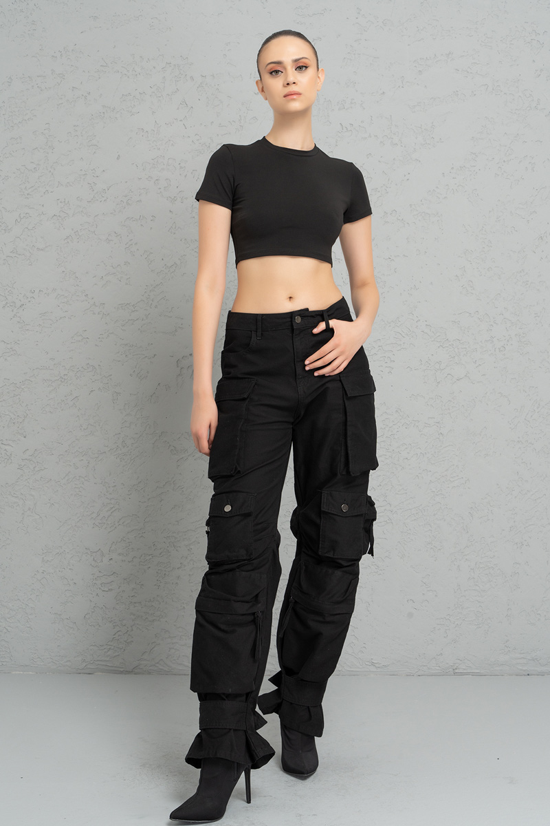 Short Sleeve Black Crop Top