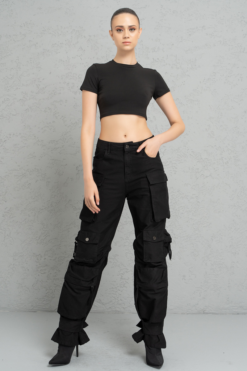 Short Sleeve Black Crop Top