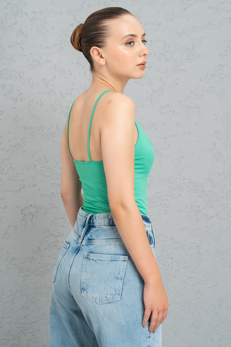 New Green Deep V-Neck Cami