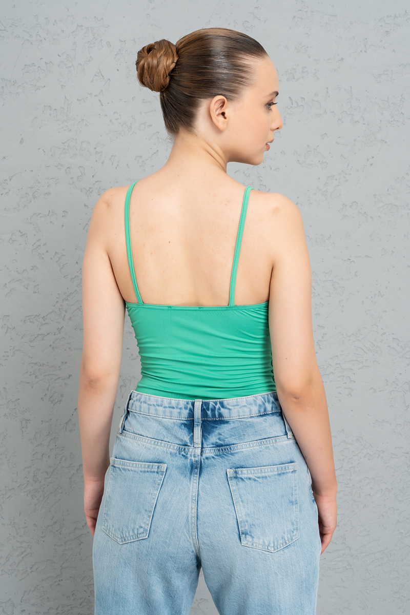 New Green Deep V-Neck Cami