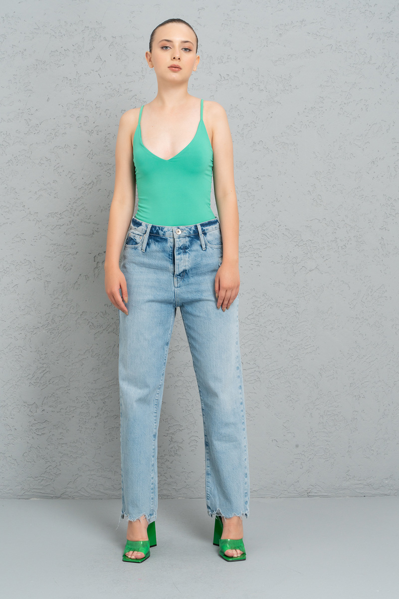 New Green Deep V-Neck Cami