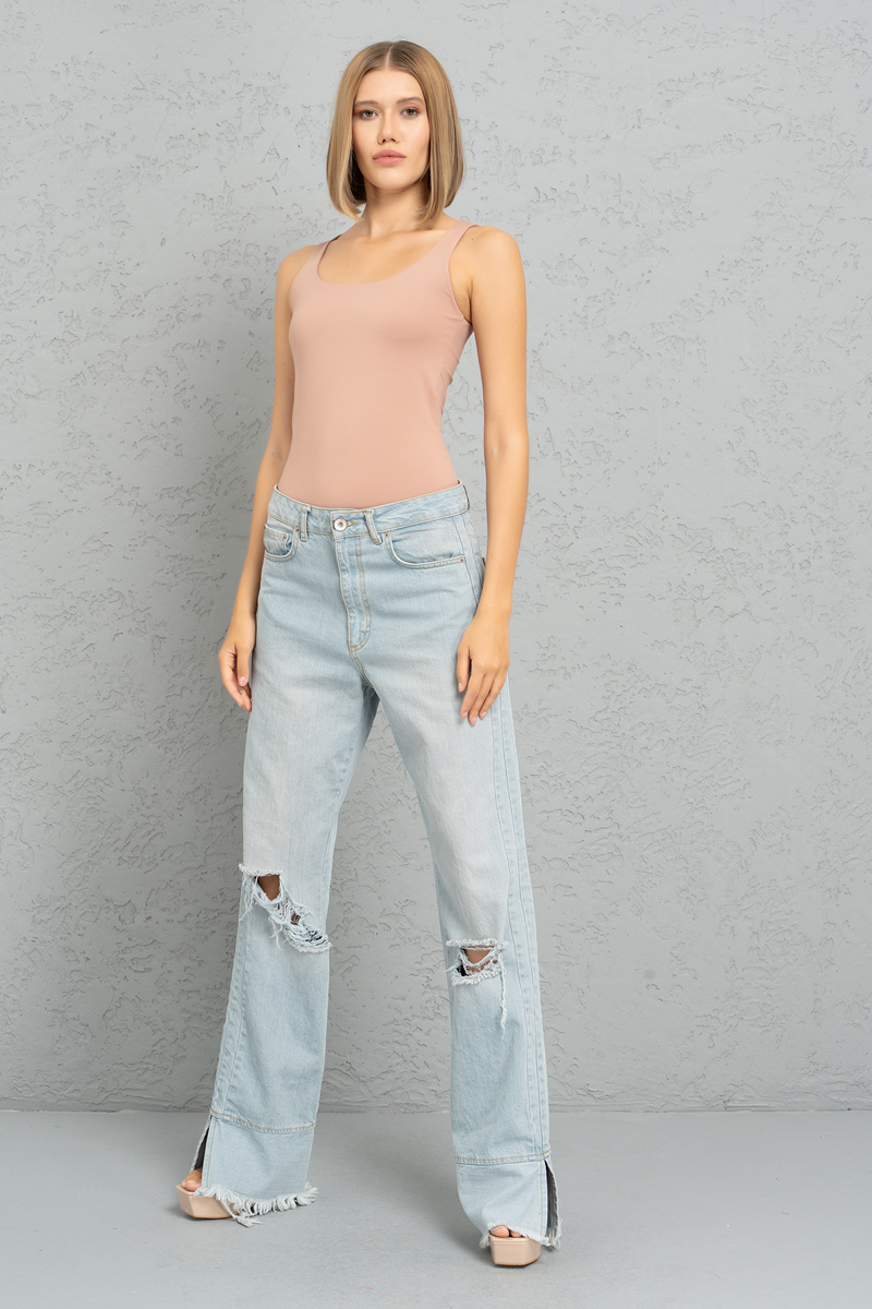 Round Neck Sleeveless Caramel Tank Top