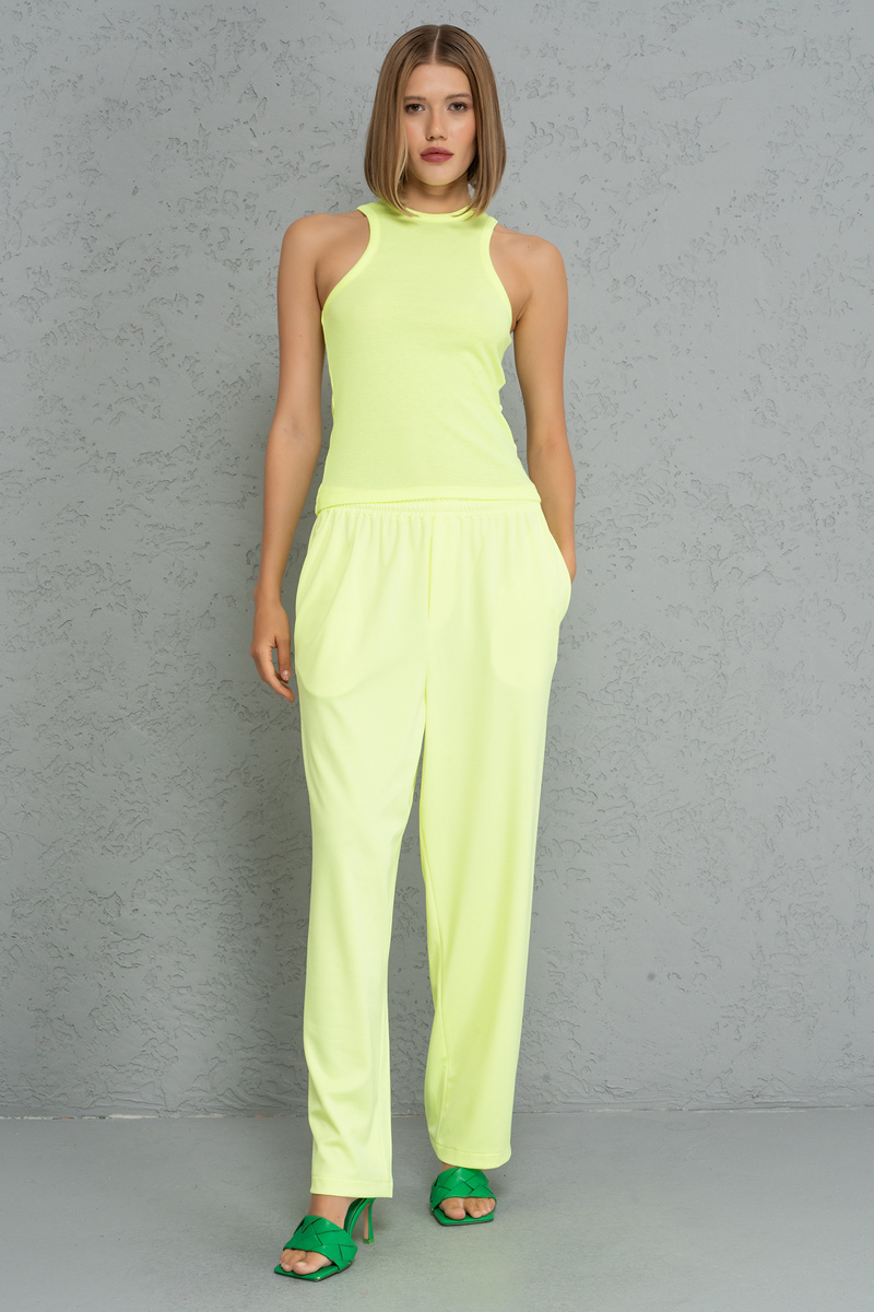 Neon Yellow Sleeveless Ribbed Tank