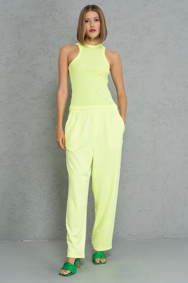 Neon Yellow Sleeveless Ribbed Tank