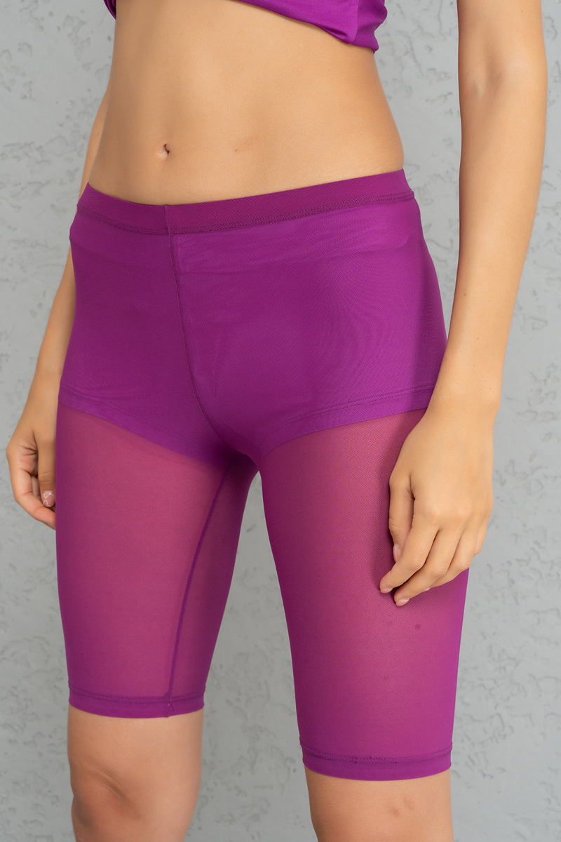 Magenta Transparan Biker Tayt