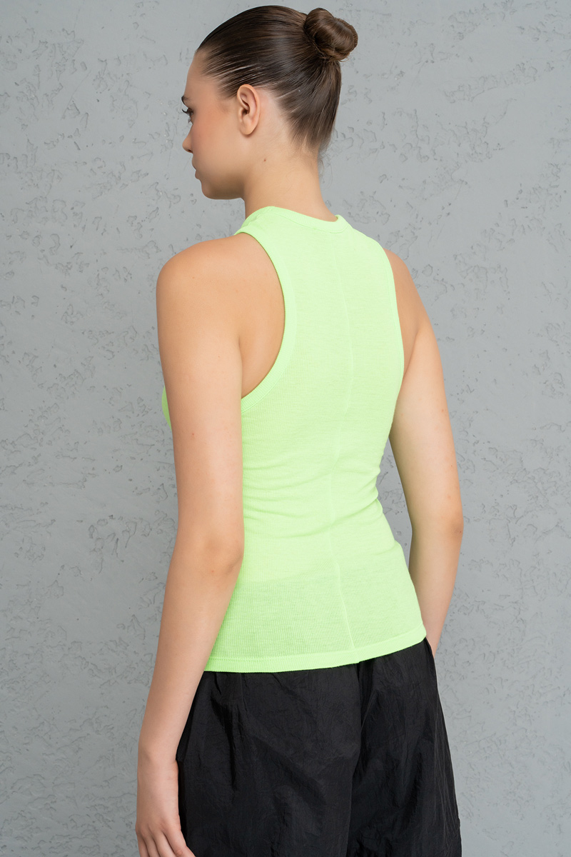 New Green Sleeveless Ribbed Tank