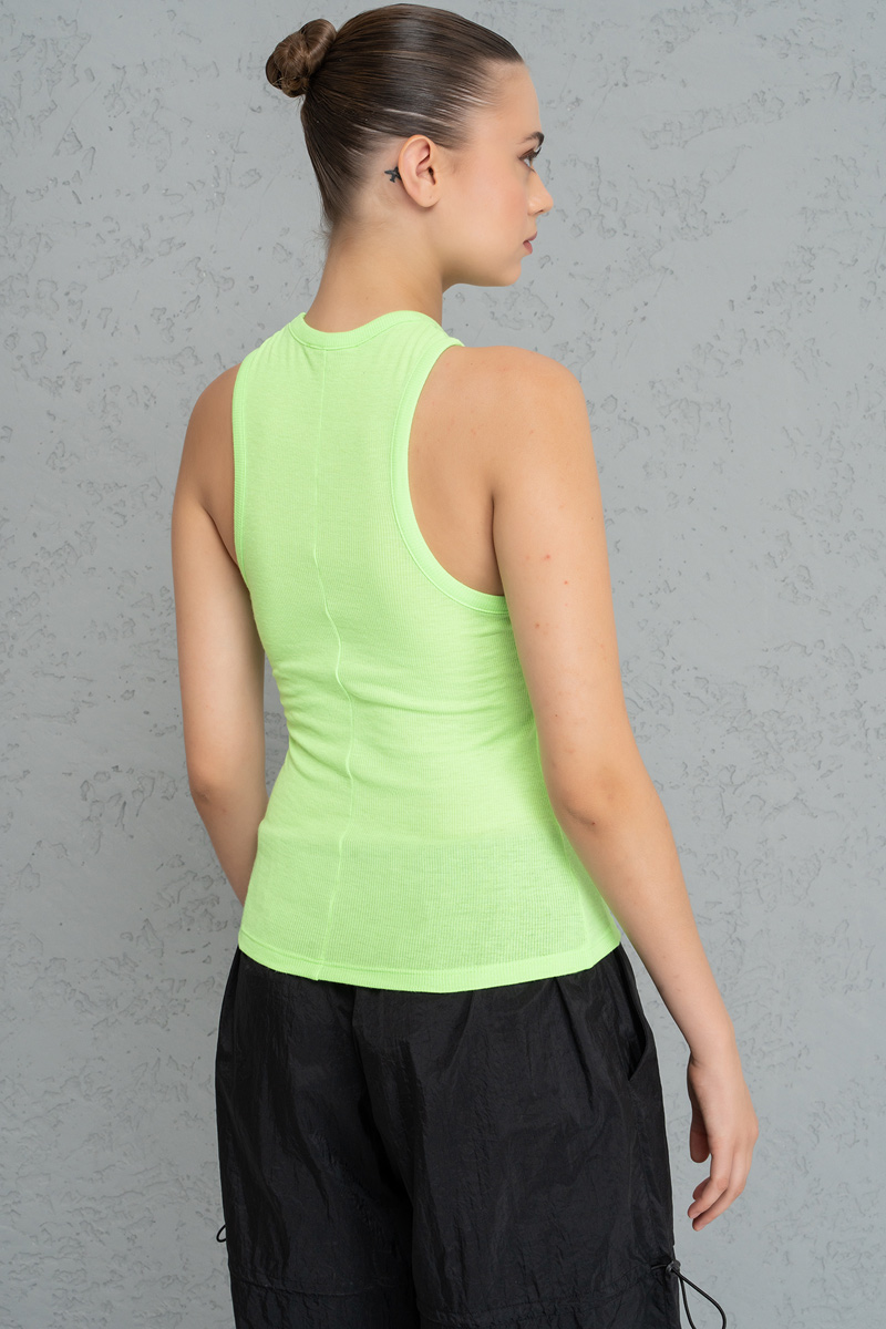 New Green Sleeveless Ribbed Tank