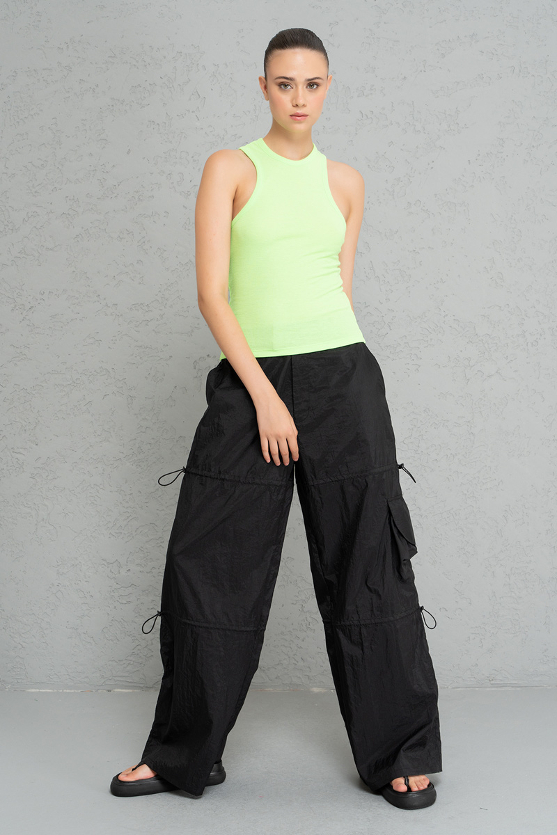 New Green Sleeveless Ribbed Tank