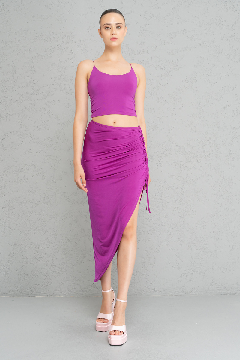 Magenta İp Askılı Crop Atlet