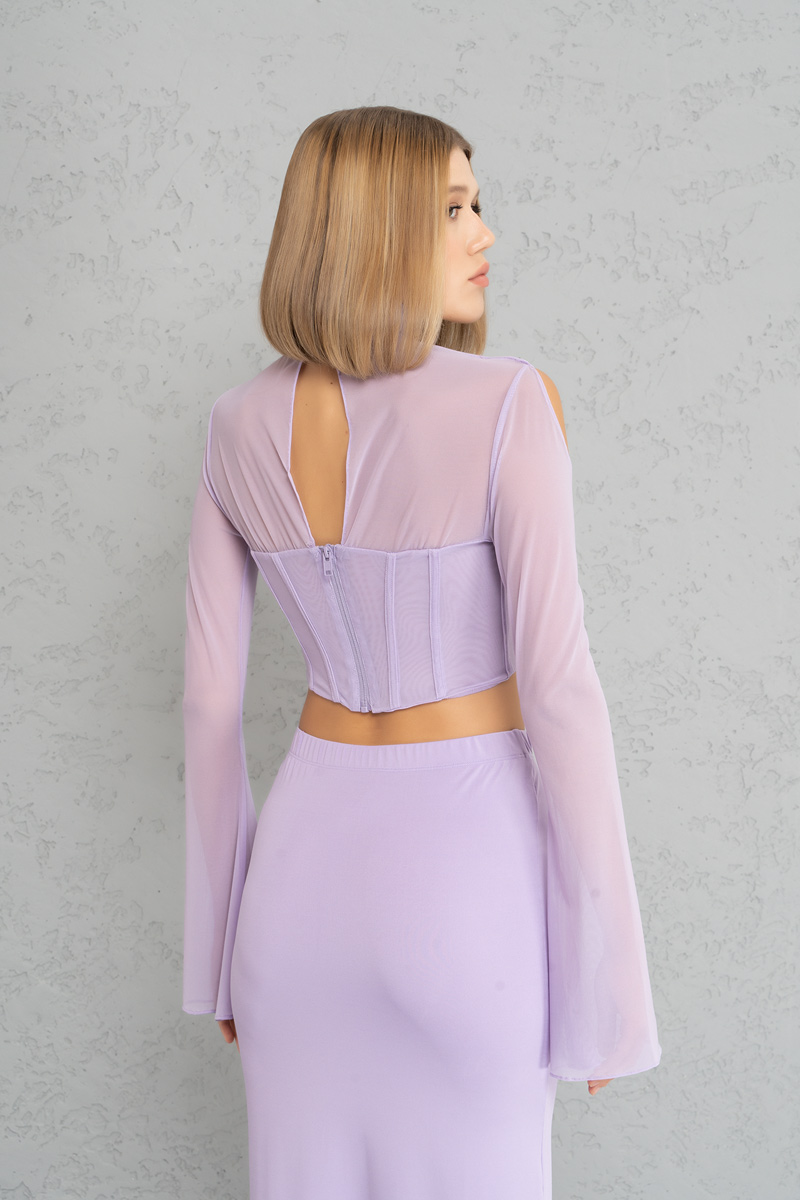 Yeni Leylak Mini Tül Büstiyer