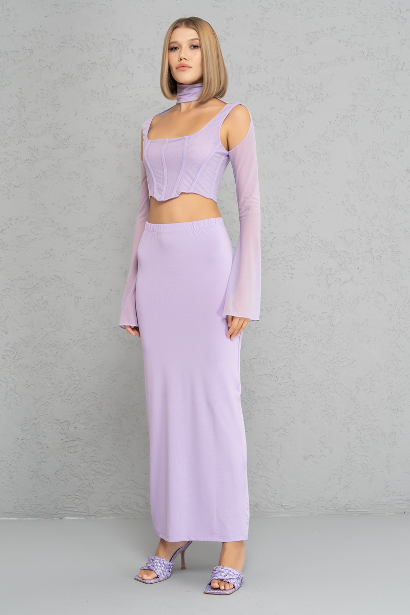 Yeni Leylak Mini Tül Büstiyer